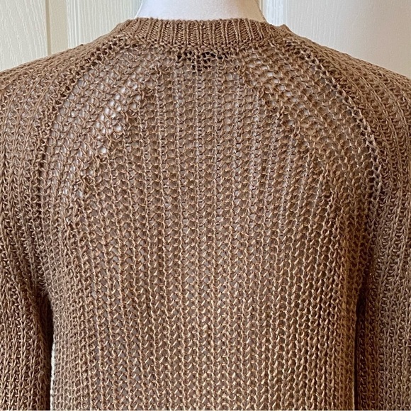 J Crew Tan Open Weave Relaxed Fit Linen Beach Sweater Size XSmall - Picture 7 of 13